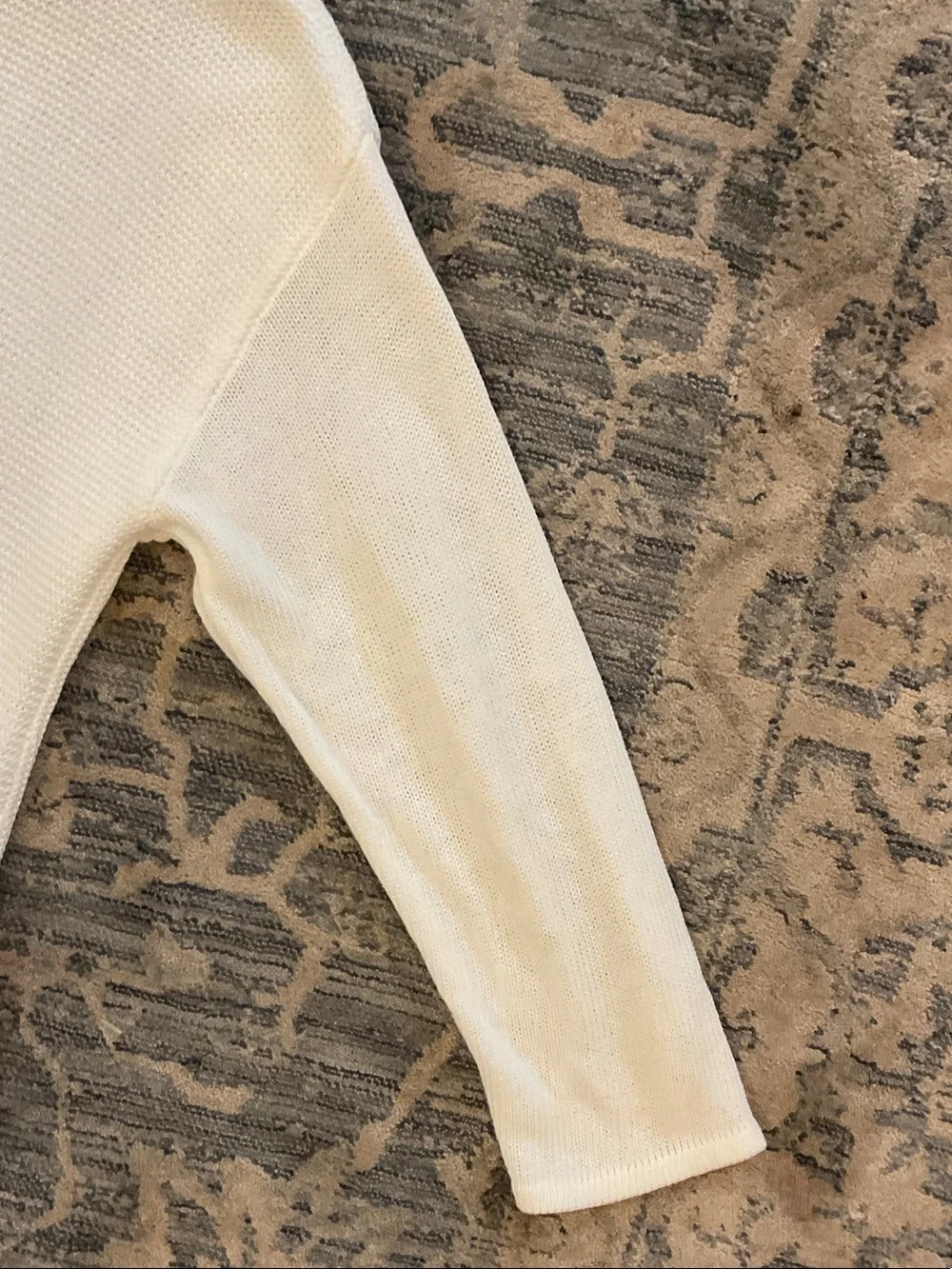 Investments Women's V-Neck Ribbed textured Cream Sweater NWOT small cottagecore